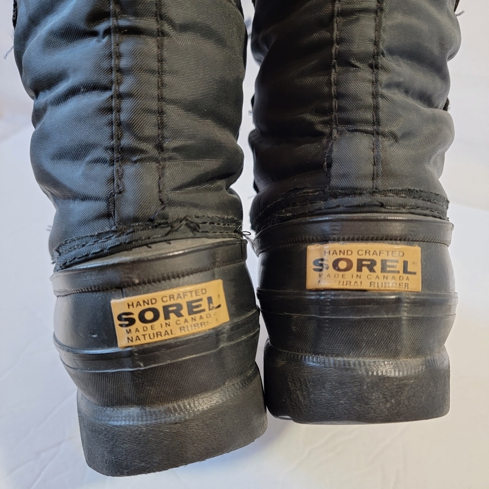 VTG Sorel SnowLion Waterproof Nylon Snow Winter Boots Women's Sz 7 Lace-Up Logo - Picture 6 of 14